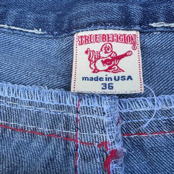 Y2K True Religion Jeans Sz 36 Faded Blue Denim World Tour Ticket Billy Super T - Picture 5 of 16